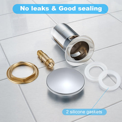 Ainiv Pop Up Sink Plug, Drain Fitting Sink With Overflow, Brass Pop Up Drain Valve for Washbasin Drain Fitting Bathroom Sink with Stainless Steel