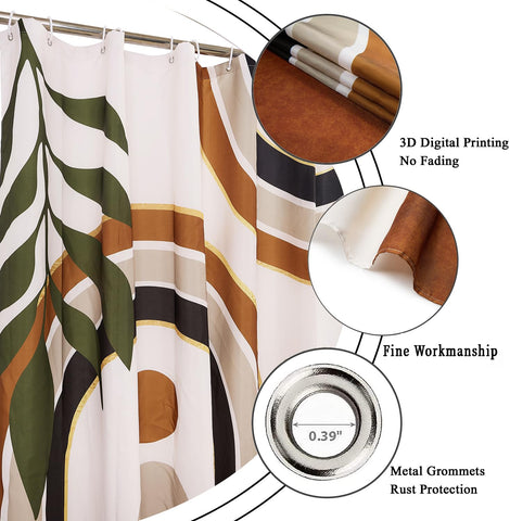 GCIREC Shower Curtain, 180x180cm, Terracotta White Mid Century Modern Abstract Art Boho Geometric Waterproof Fabric Machine Washable Bathroom Curtain