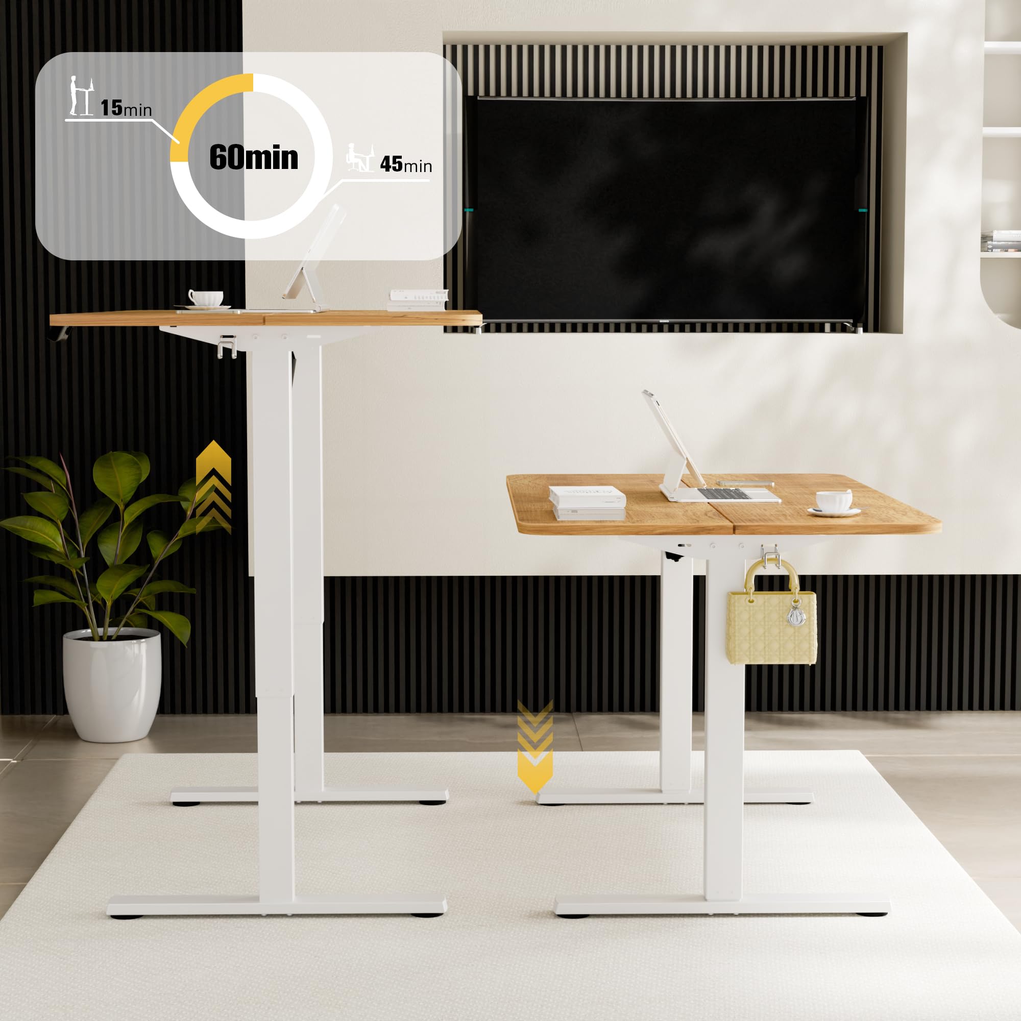 ERGOMAKER Height Adjustable Electric Standing Desk Frame, Two-Stage, White