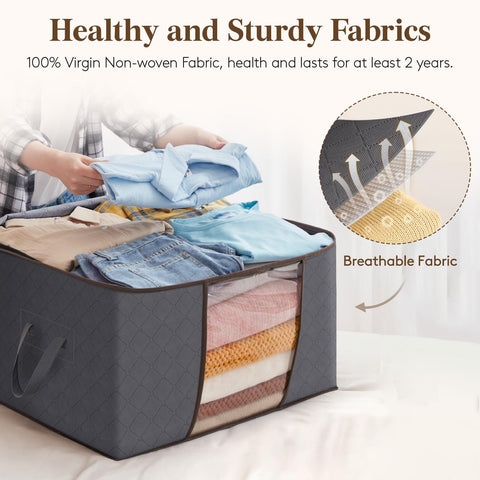 Lifewit 60L Clothes Storage Bags, Foldable Storage Box Moving Bags Wardrobe Storage Organiser Packing Boxes for Moving House with Clear Window for