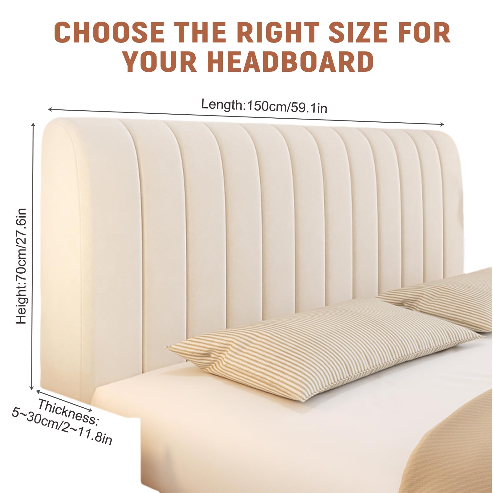 crayfomo Headboard Cover,150cm Padded Headboard Slipcover