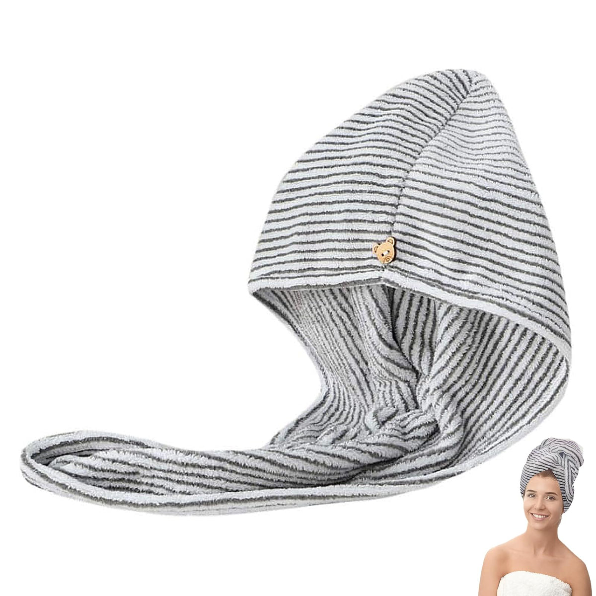 WQEDVN Microfibre Hair Towel Wrap, Microfiber Towel for Hair, For Women Girl Wet Long Thick Hair(Stripe)