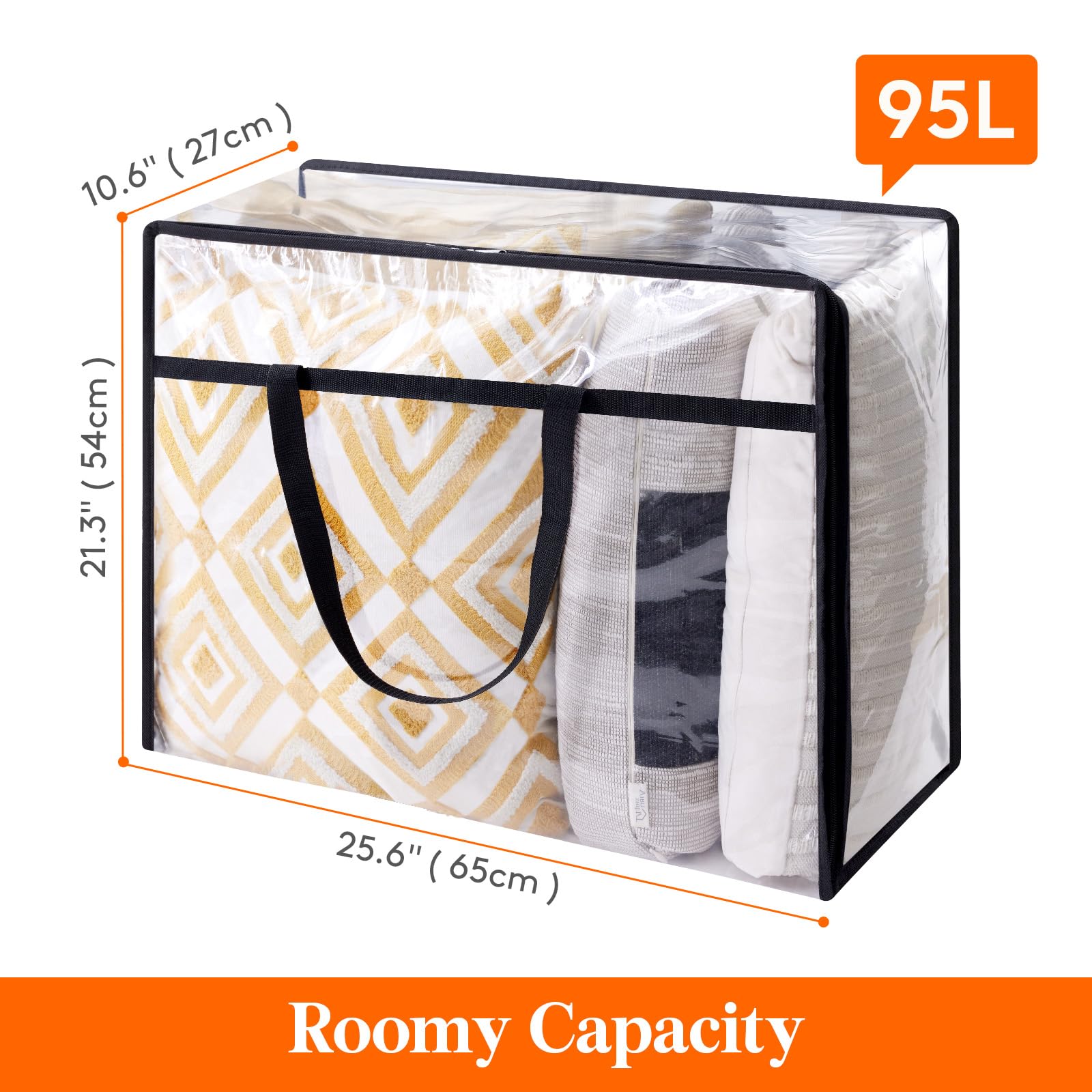 Lifewit 3 Pack Clear Storage Bags, 95L Plastic Clothes Storage Bags
