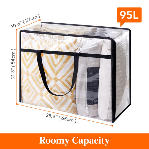 Lifewit 3 Pack Clear Storage Bags, 95L Plastic Clothes Storage Bags