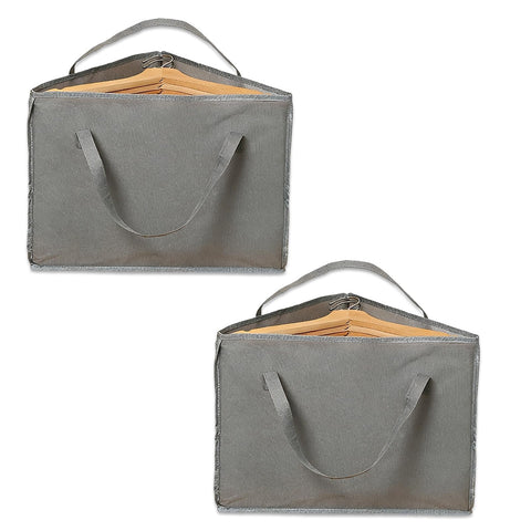 2 Pcs Coat Hanger Storage, Hanger Storage Bag, Foldable Hangers for Travel, Grey Hangers Organiser, Lightweight Coat Storage Bags, Triangle Design