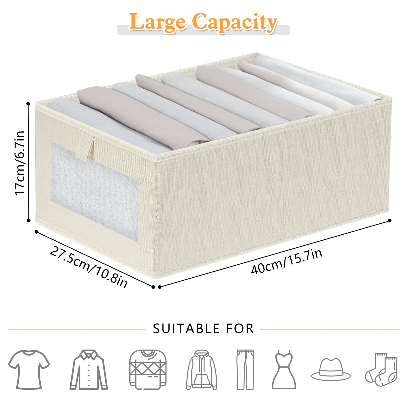 HOTOOLME Wardrobe Organiser Foldable Linen Drawer Storage Box 4 Pack