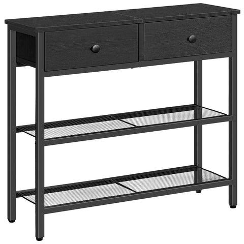 HOOBRO Console Table, Slim Console Table with 2 Non-woven Drawers, Hallway Table with Storage, Slim Sofa Table for Small Spaces, Living Room
