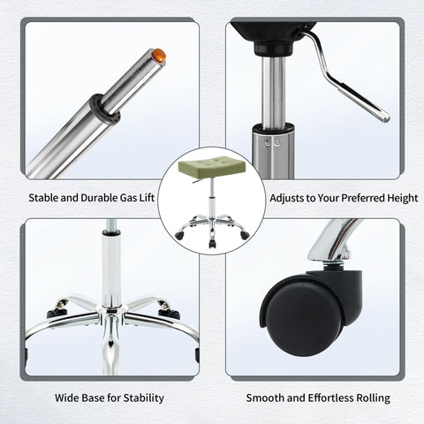 FIRAVOE Adjustable Work Stool with Wheels (136 kg Capacity) (Saddle Shaped Seat) Faux Leather Workbench Stool