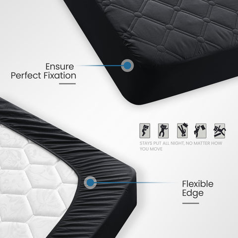 Ystyle Fitted Sheet 90 x 200 cm, Microfibre, Fitted Sheet - Mattress Height up to 30 cm, Black