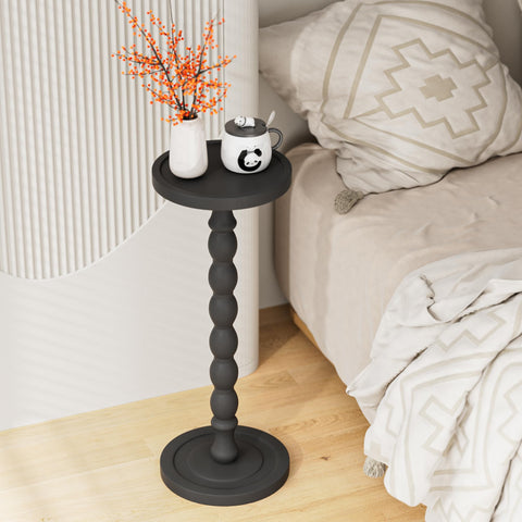 Caossuixin Wooden Round Side Table, Round Bar Table, Small End Table-Black