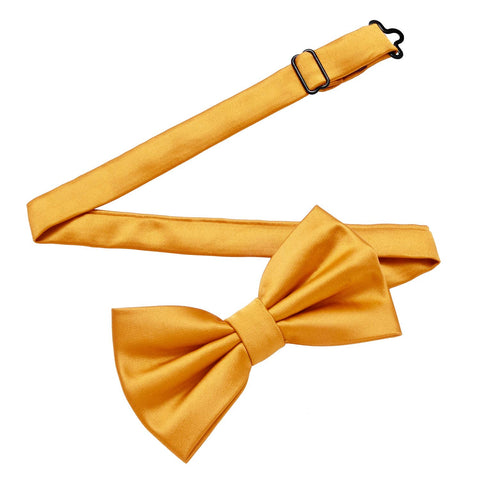 MASADA bow tie yellow - men's accessory in silk-look, continuously adjustable, handmade with hook closure - 12 x 6 cm