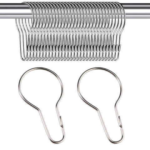 30PCS Shower Curtain Rings, Curtain Hangers Hanging Shower Clips,Stainless Steel Metal Rust Proof Decorative Hooks Loop for Bedroom Bathroom Kitchen