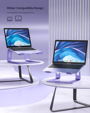 NULAXY Ergonomic Aluminum Laptop Stand - Detachable Riser for 10-15.6” Laptops (Purple)