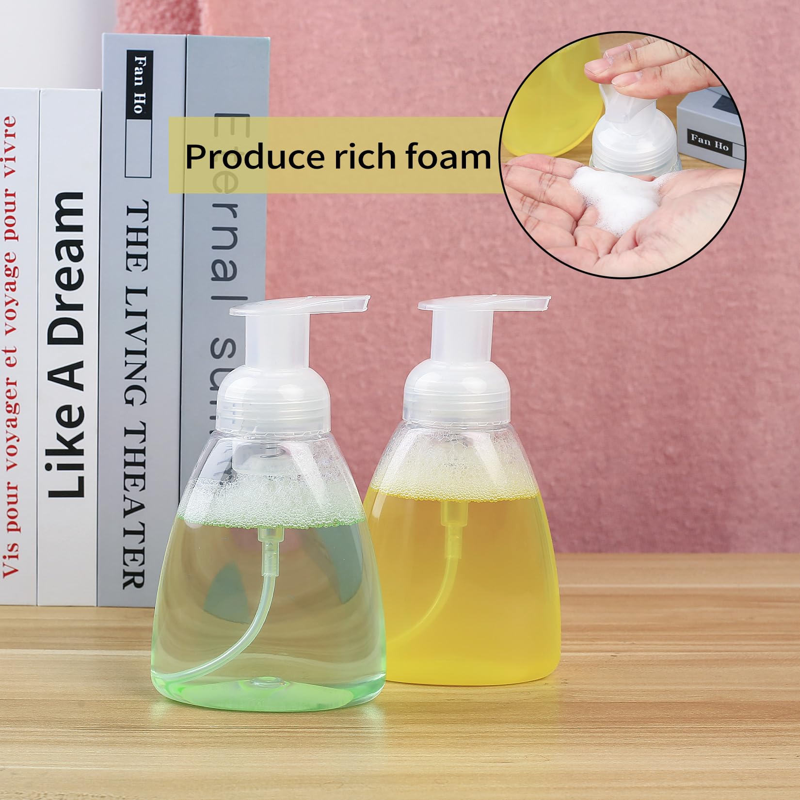 qxayxa 4-Pack 350 mL Foaming Soap Dispensers, Refillable Plastic Pumps