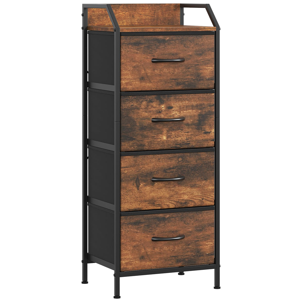 Feonase 4-Drawer Chest of Drawers with Metal Frame & Top Back Panel – Modern Fabric Storage Cabinet for Bedroom, Living Room, Small Spaces