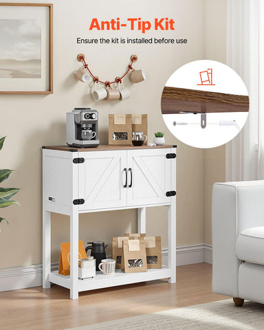 VEVOR Coffee Bar Cabinet, 31.5 x 13.8 x 34.6 in Farmhouse Coffee Bar Cabinet with 3-Tier Storage, Table with Magnet Doors