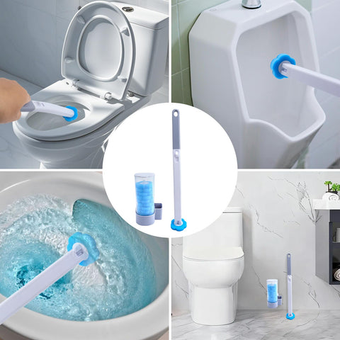 YGNNBC Disposable Toilet Brush, Bowl Toilet Brush with Wall Mounted Holder with 18 Cleaner Refills Limescale Remover Cleaning for Hygienic Bathroom