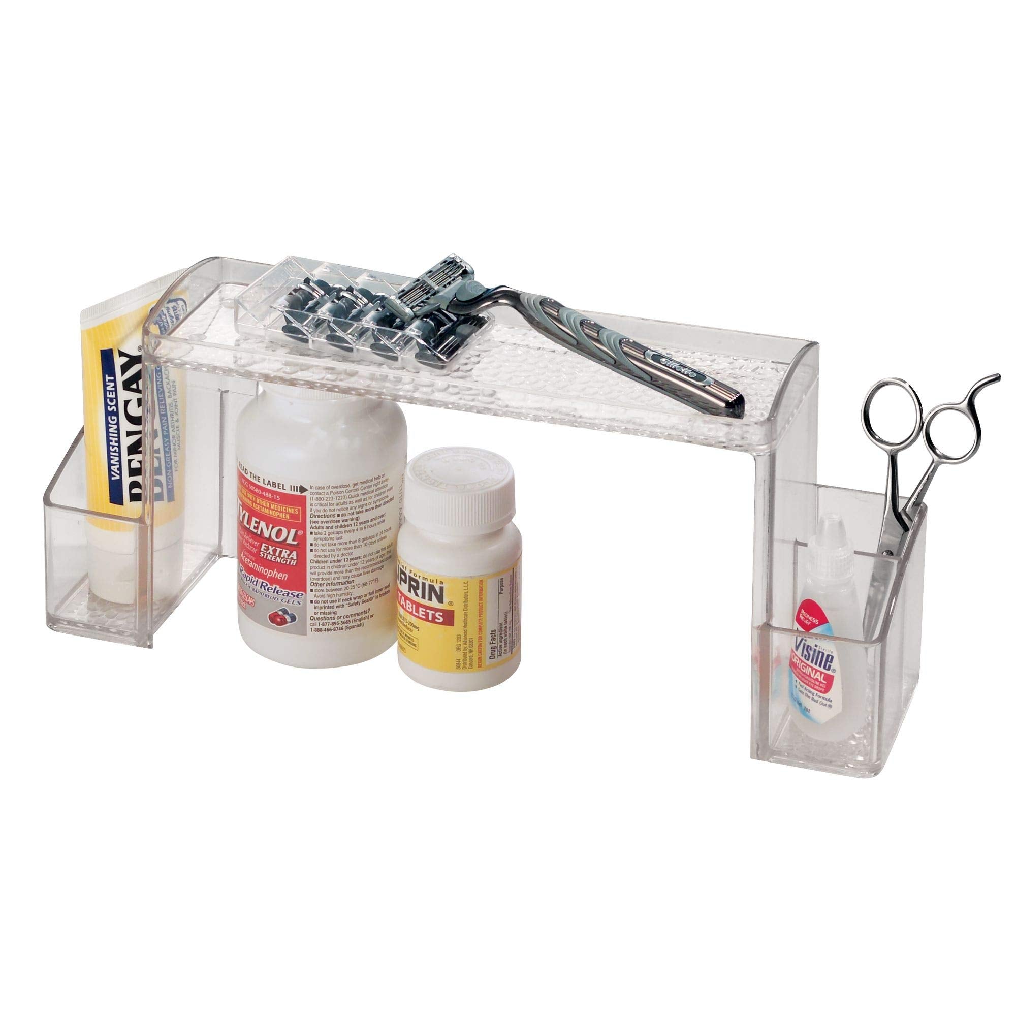 iDesign Med+ Bathroom Storage Unit, Free-Standing Plastic Shelf for Medicine, Supplements and Bathroom Accessories, Clear