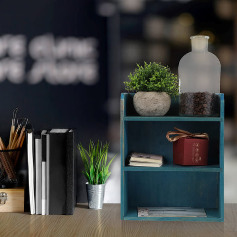 Garneck Solid Wood Desktop Storage Holder Multi-Layer Desk Shelf for Sundries Mini Bonsai Small Decor and Home Office Organisation 31.00 X 25.00 X