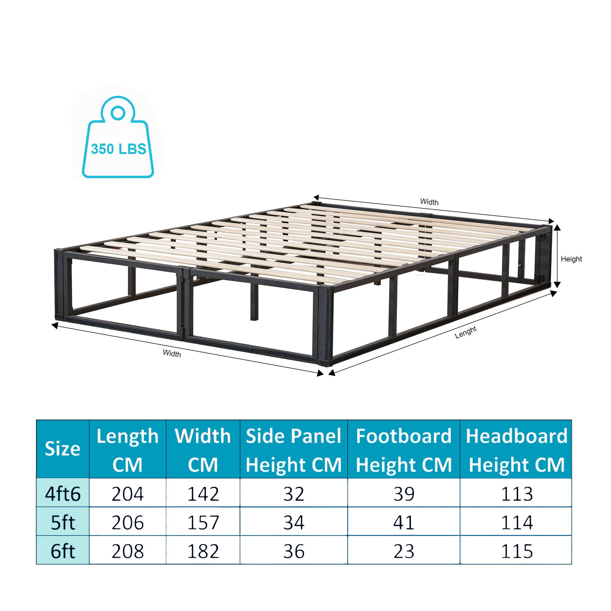 SANA SLEEP Single Metal Divan Bed – 3FT – (Grey) -Storage Durable Frame for Compact Rooms with a Modern Design for Comfortable Spaces – No Mattress