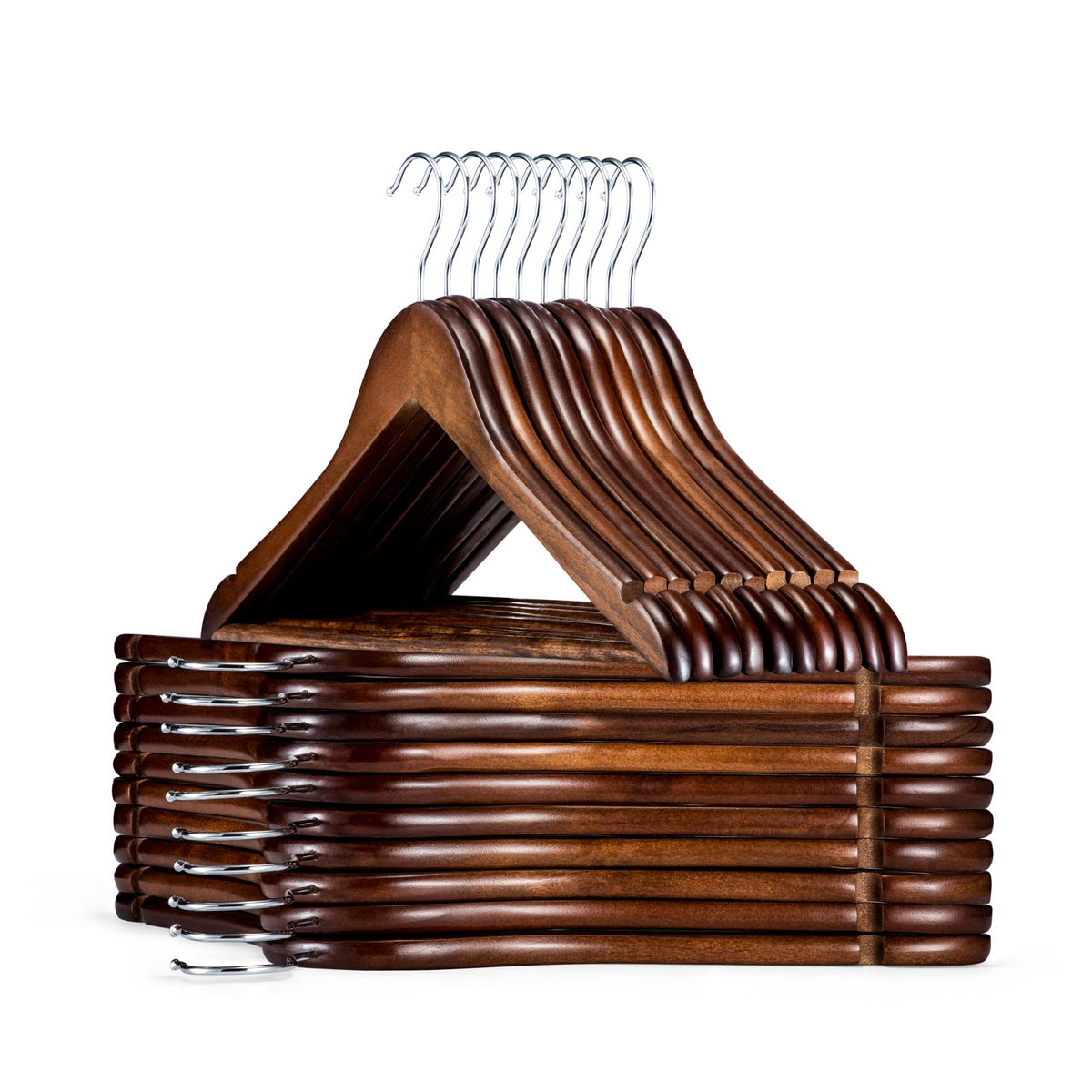 HOUSE DAY Wooden Hangers 30 Pack, Heavy Duty Wooden Coat Hangers, Walnut