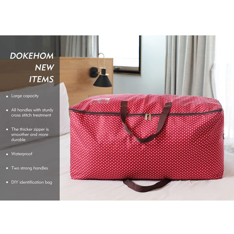 DOKEHOM 3-Pack 105L Large Storage Bag, Underbed Clothes Organizer, Red