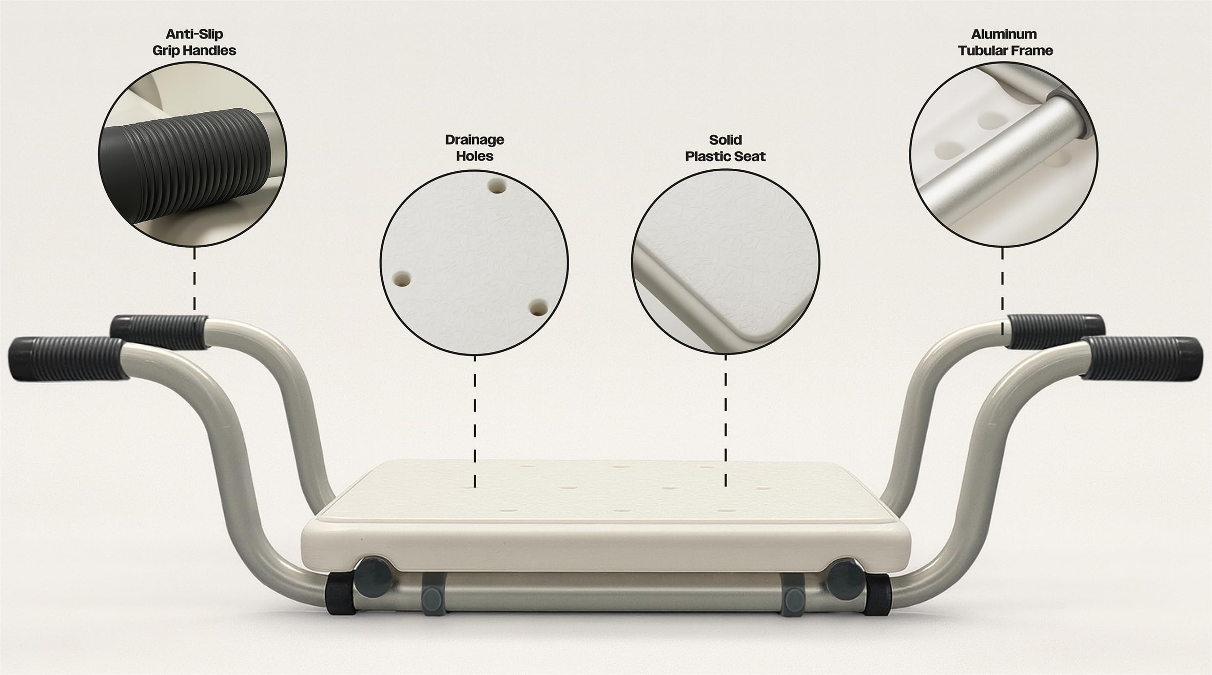 Aidapt Suspended Bath Seat with Telescopic Arms – Adjustable 73–83cm | Non-Slip Handles