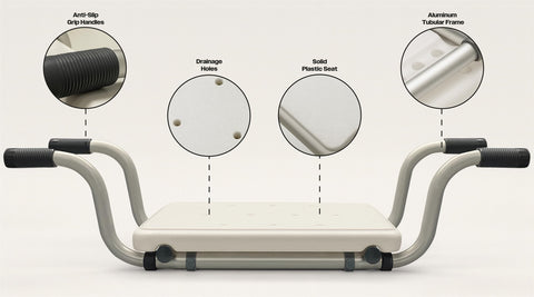 Aidapt Suspended Bath Seat with Telescopic Arms – Adjustable 73–83cm | Non-Slip Handles