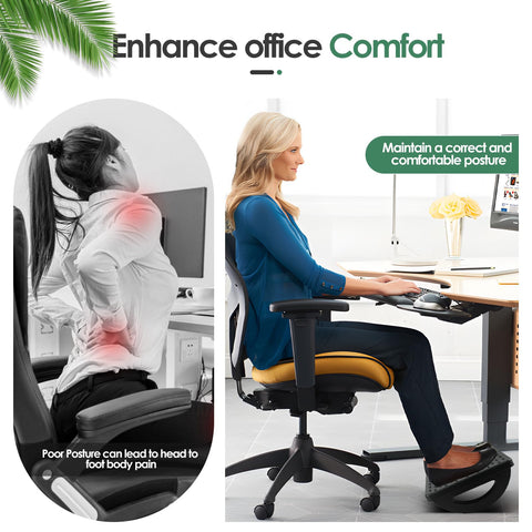 Under Desk Footrest, Swinging Footboard, Ergonomic Round Plastic Ottoman with Roller Massager to Improve Posture and Relieve Leg, Knee and Back Pain