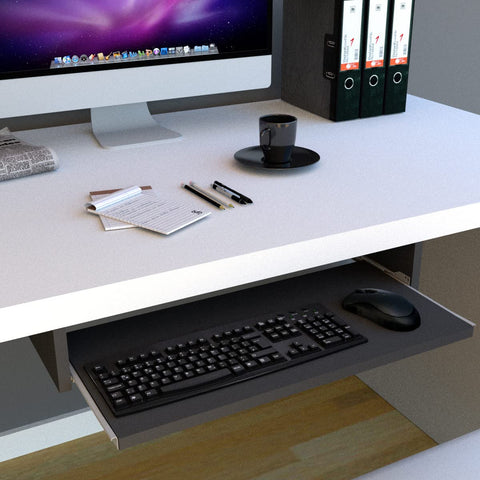 Henor Keyboard Holder Removable Tray Wood 68 x 31 x 9 cm Under Desk Under Table Graphite