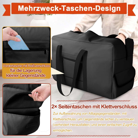 DSDCDJ Large Storage Bag, Heavy-Duty Moving Bags with Zips Handle, Black., 70x30x45cm, Nylon