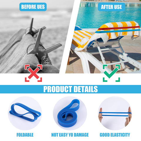 SAVITA 12 pcs Silicone Beach Towel Clips, Stretchable Beach Towel Holder Towel Bands for Beach Chair Colorful Towel Bands for Beach Chairs Pool Swim