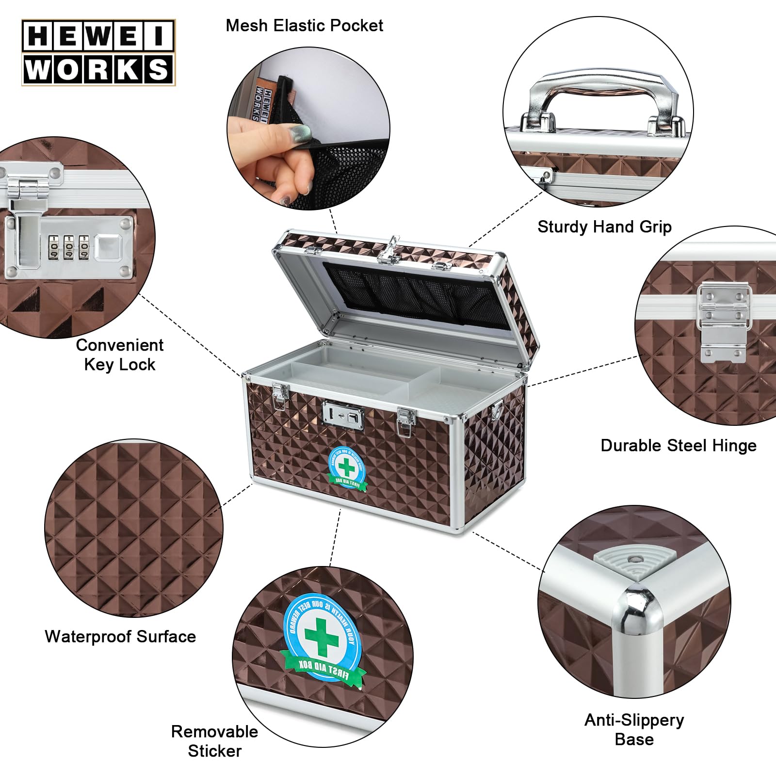 HEWEI WORKS Medication LockBox with Key, Lockable Medicine Storage Box, Security Lock Box, Medical Organizer