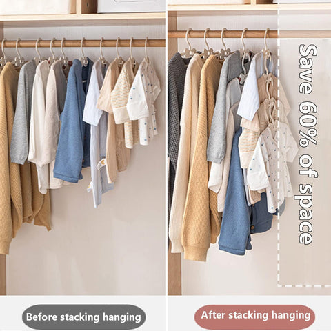 WJWSKI Children's Clothes Hangers, 29-37 cm, Growing Children's Hangers, Pack of 50, Stackable Baby Hangers with Trouser Stand, Space-Saving