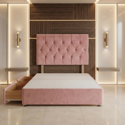 Bed Centre Ziggy Plush Small Single Divan Base 30" Headboard, Pink, 0 Draw