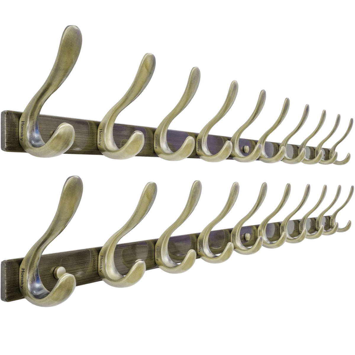HONSKY Wall Mounted Coat Rack 94cm - Heavy Duty Metal 10 Double Hooks, Sturdy Hook, Space-Saving Coat Hanger for Hallway/Entryway/Bedroom