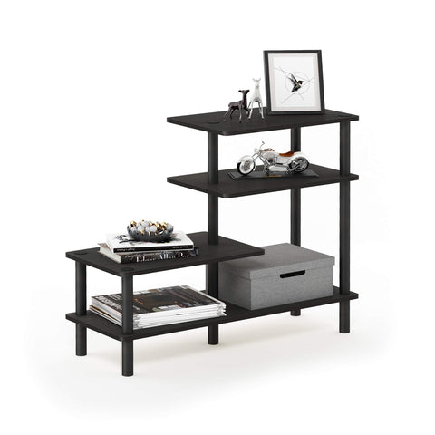 Furinno TURN-N-TUBE Storage Shelves, 4-Tier Ladder Book Shelf, Accent Display Shelf, Toolless Open Shelves, Round Tubes, for Organization and Storage