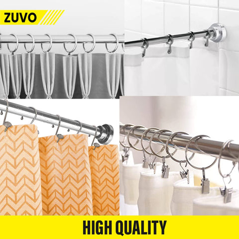 Tension Rod for Curtain - Extendable upto 66-109 cm - No Drill & Rust Proof Shower Curtain Rods for Bathroom - Silver Curtain Pole