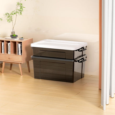 Cetomo 65L*3 Storage Boxes, Plastic Storage Box with Lids, Organizing Container with Secure Latching Buckles, Stackable, Nestable
