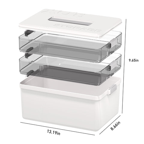 Citylife 3-Layer Medicine Storage Box, Medication Storage Box with Handle, Household Medical Organiser Portable Emergency First Aid Container for
