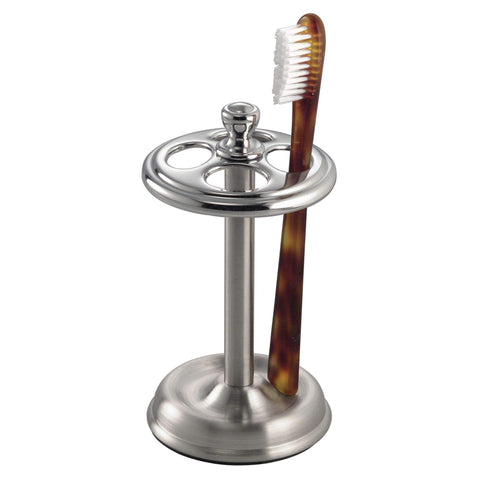 iDesign York Metal Toothbrush Holder/Stand for Cosmetic and Makeup Storage, Made of Stainless Steel, Split Finish,3.25” x 3.25” x 5.75”