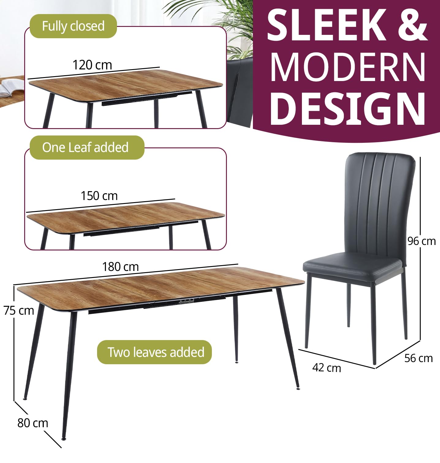 Hallowood Furniture Cullompton Extendable Dining Table and Chairs Set 4