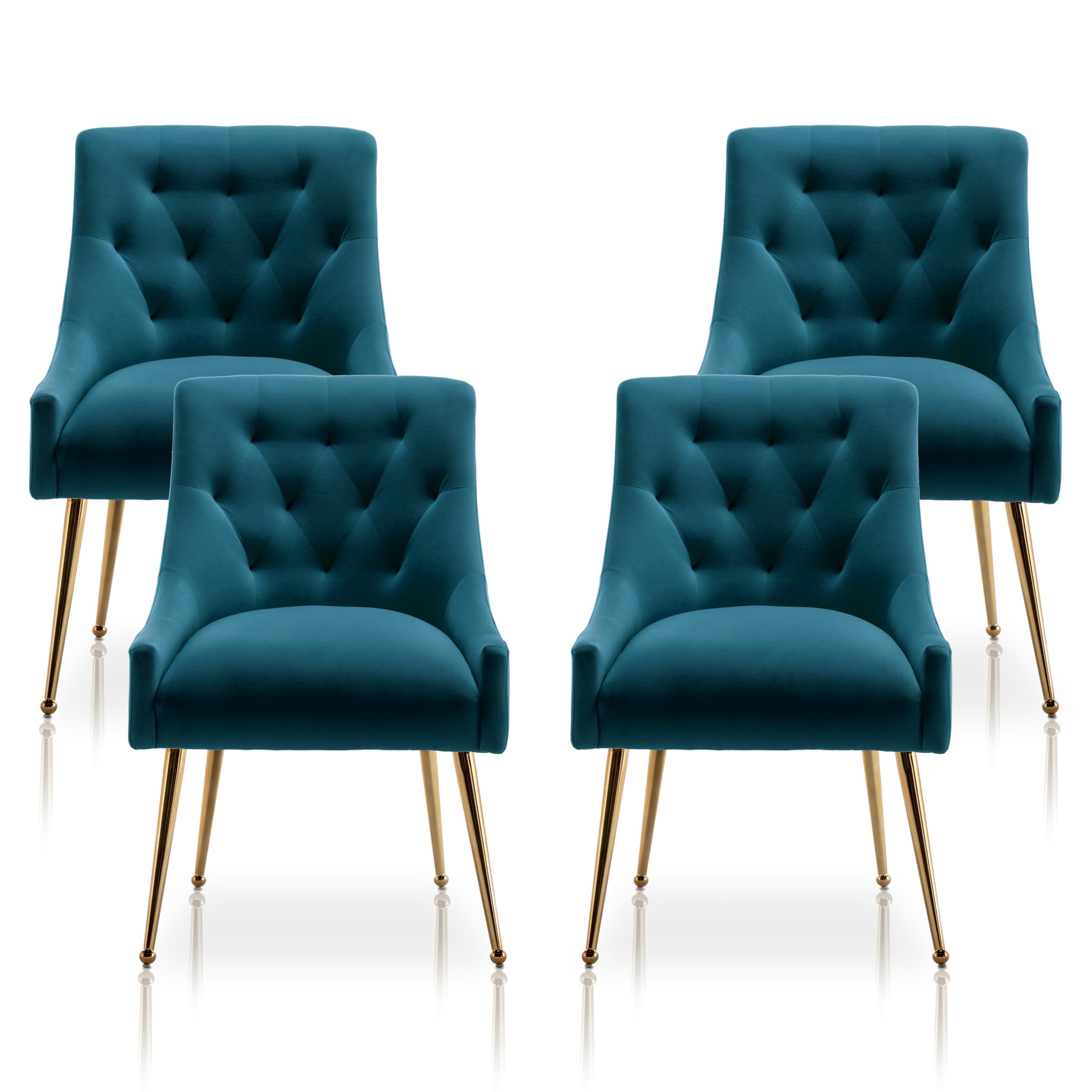 SEYNAR Dining Chair Set of 2,Modern Velvet Dining Chairs with Gold Legs,Elegant Tufted Accent Chairs for Reception, Living Room or Study Room