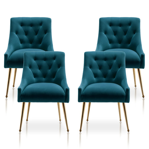 SEYNAR Dining Chair Set of 2,Modern Velvet Dining Chairs with Gold Legs,Elegant Tufted Accent Chairs for Reception, Living Room or Study Room