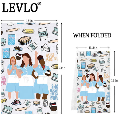LEVLO Waitress Musical Kitchen Towel Jenna ＆ Becky ＆Dawn Fans Gift She Used to Be Mine Tea Towel Broadway Waitress Housewarming Gift (Flour Towel)