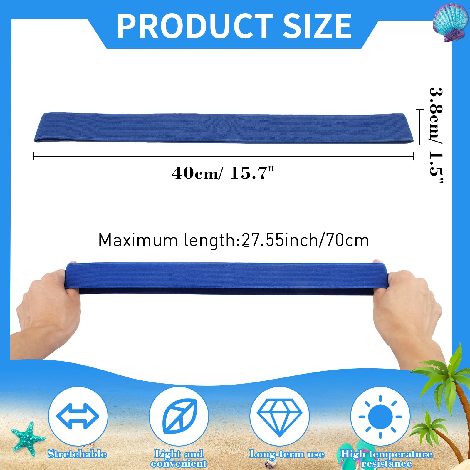QOPAHI 6 Pack Towel Bands for Sun Loungers, Elastic Sunbed Towel Straps for Pool & Cruise Chairs