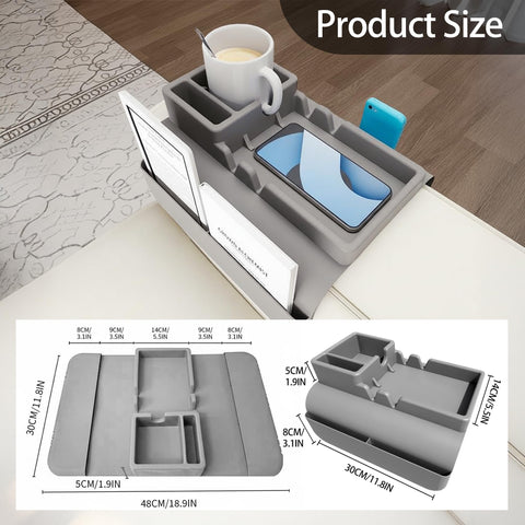 A1DIEE Couch Arm Cup Holder Silicone Sofa Armrest Tray with 5 Side Pockets