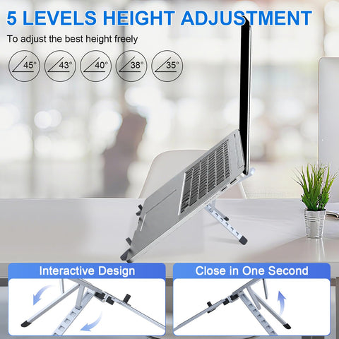 Laptop Stand for Desk, 5-Angle Adjustable Laptop Riser with Carry Bag,16cm Portable Foldable Laptop Holder
