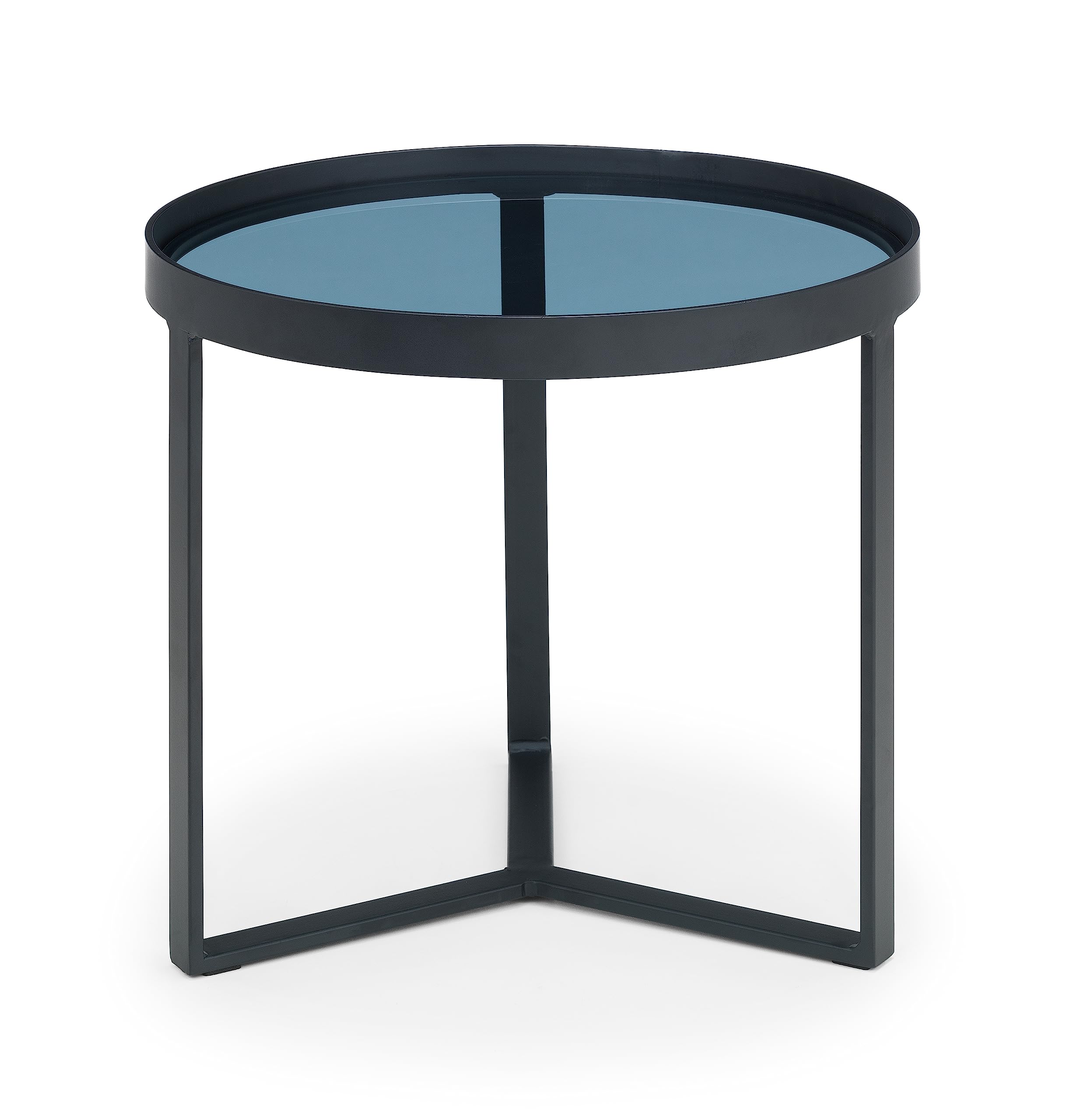 Julian Bowen Loft End Table, Smoked Glass, Black - H45 x W50cm