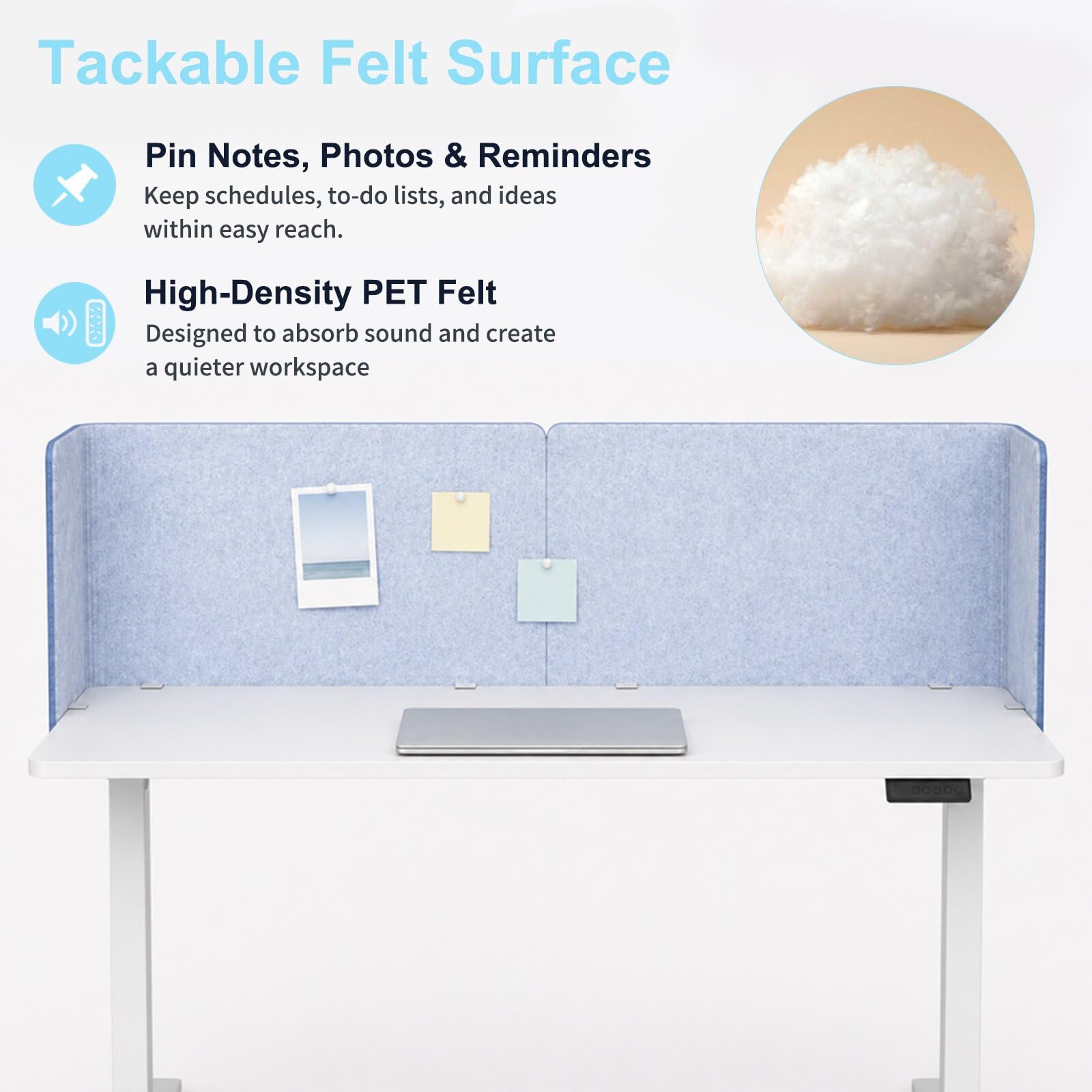 Desk Privacy Panel,2PCS,2-in-1 Soundproofing for Office,School & Home(Blue)
